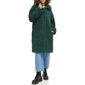 imageLevis Womens Long Length Patchwork Quilted Teddy CoatDarkest Spruce