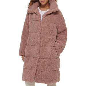 imageLevis Womens Long Length Patchwork Quilted Teddy CoatMauve