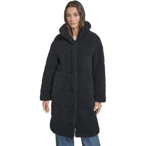 imageLevis Womens Long Length Patchwork Quilted Teddy CoatNavy