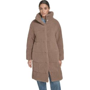 imageLevis Womens Long Length Patchwork Quilted Teddy CoatTaupe