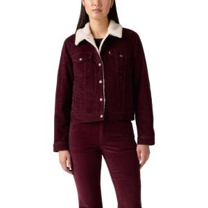 imageLevis Womens Original Sherpa Trucker Jackets Standard and PlusNew Merlot Corduroy  Non Stretch