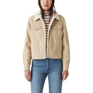 imageLevis Womens Original Sherpa Trucker Jackets Standard and PlusNew White Pepper Corduroy  Non Stretch