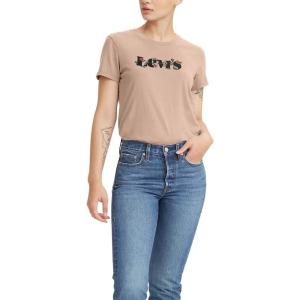 imageLevis Womens Perfect Crewneck Tee Shirt Also Available in PlusFlower Chain Logo Peach Puree  Red