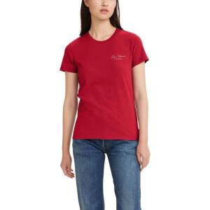 imageLevis Womens Perfect Crewneck Tee Shirt Also Available in PlusLevi Script Rhythmic Red