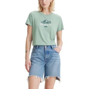 imageLevis Womens Perfect Crewneck Tee Shirt Also Available in PlusMountain Peaks Blue Surf
