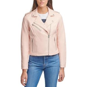 imageLevis Womens The Classic Faux Leather Moto Jacket Regular ampamp Plus SizeScallop Shell Pink