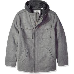 imageLevis Mens Wool Blend Hooded Military Jacket Regular ampamp Big ampamp Tall SizesLight Grey