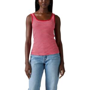 imageLevis Womens Essential Rib TankNew Saddle Stripe True Red