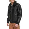 imageLevis Mens Faux Leather Aviator Bomber Jacket with Sherpa CollarBlack