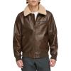 imageLevis Mens Faux Leather Aviator Bomber Jacket with Sherpa CollarBrown