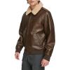 imageLevis Mens Faux Leather Aviator Bomber Jacket with Sherpa CollarBrown