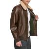 imageLevis Mens Faux Leather Aviator Bomber Jacket with Sherpa CollarBrown
