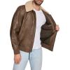 imageLevis Mens Faux Leather Aviator Bomber Jacket with Sherpa CollarLight Brown