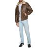 imageLevis Mens Faux Leather Aviator Bomber Jacket with Sherpa CollarLight Brown