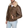 imageLevis Mens Faux Leather Aviator Bomber Jacket with Sherpa CollarLight Brown