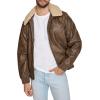 imageLevis Mens Faux Leather Aviator Bomber Jacket with Sherpa CollarLight Brown