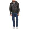 imageLevis Mens Faux Leather Hooded Trucker Jacket with Sherpa Lining Regular ampamp Big ampamp Tall SizesDark Brown