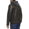 imageLevis Mens Faux Leather Hooded Trucker Jacket with Sherpa Lining Regular ampamp Big ampamp Tall SizesDark Brown