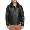 imageLevis Mens Faux Leather Aviator Bomber Jacket with Sherpa CollarBlack