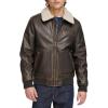 imageLevis Mens Faux Leather Aviator Bomber Jacket with Sherpa CollarDark Brown