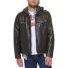 imageLevis Mens Faux Leather Hooded Trucker Jacket with Sherpa Lining Regular ampamp Big ampamp Tall SizesDark Brown