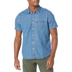 imageLevis Mens Classic 1 Pocket Short Sleeve Button Up Shirt Also Available in BigFranklin Stonewash