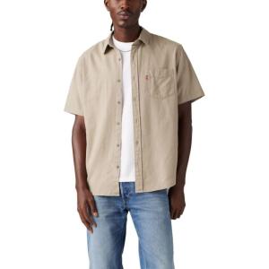 imageLevis Mens Classic 1 Pocket Short Sleeve Button Up Shirt Also Available in BigVintage Khaki Cotton Linen