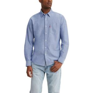 imageLevis Mens Classic One Pocket Long Sleeve Button Up ShirtNavy Peony