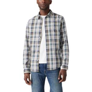 imageLevis Mens Classic One Pocket Long Sleeve Button Up ShirtNew Rider Plaid Mirage Gray