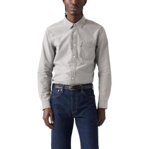 imageLevis Mens Classic One Pocket Long Sleeve Button Up ShirtNew Shasta Lightt Grey Chambray