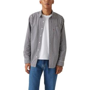 imageLevis Mens Classic One Pocket Long Sleeve Button Up ShirtNew Susannah Plaid Jet Black