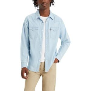 imageLevis Mens Classic Western Shirt Also Available in Big ampamp TallNew Evergreen Lt Chambray