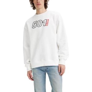 imageLevis Mens Relaxed Graphic Crewneck Sweatshirt501 Logo Outline Crew White