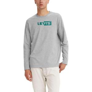 imageLevis Mens Relaxed Graphic Long Sleeve TShirtBoxtab Midtone Heather Grey