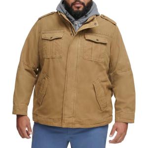 imageLevis Mens Washed Cotton Hooded Military JacketKhakiSherpa Lined