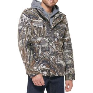 imageLevis Mens Washed Cotton Hooded Military JacketTrue TreeSherpa Lined