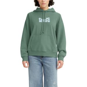 imageLevis Womens Graphic Hoodie Standard and PlusRiley Flower Poster Logo Granite Green