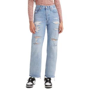 imageLevis Womens Ribcage Straight Ankle JeansLight Indigo Destructed