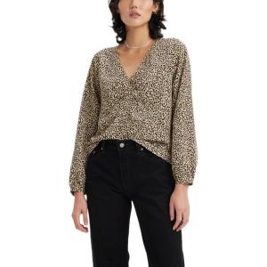 imageLevis Womens Zenda Long Sleeve Blouse Also Available in PlusNew Mosaic Animal Almond Buff