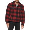 imageLevis Mens Sherpa Trucker JacketRed PlaidBlack