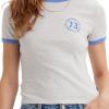 imageLevis Womens Perfect Graphic Tee ShirtNew 73 Ring Orbit Heather Gray Blue Yonder