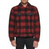 imageLevis Mens Sherpa Trucker JacketRed PlaidBlack