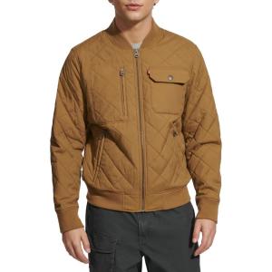 imageLevis Mens Diamond Quilted Bomber JacketNew Khaki Dry Touch Nylon