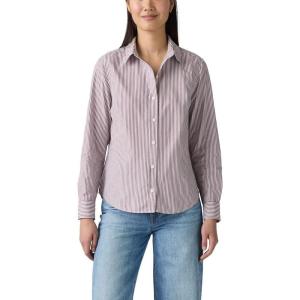 imageLevis Womens Classic Buttonup ShirtNew Bibi Stripe Chocolate Truffle Bright White