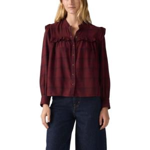 imageLevis Womens Gianna Long Sleeve BlouseNew Small Nea Plaid Tawny Port Flannel