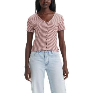 imageLevis Womens Muse Short Sleeve Tee ShirtNew Vanilla Stripe Sundried Tomato