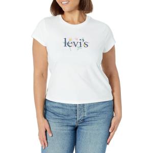 imageLevis Womens Perfect Graphic Tee ShirtFlower Scene Baby Serif Logo Bright White