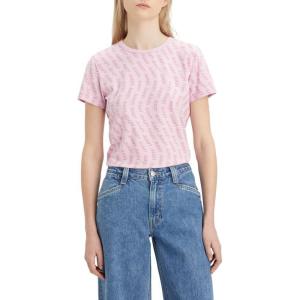 imageLevis Womens Perfect Graphic Tee ShirtMinimal Sport Wave Aop Pink Lavender