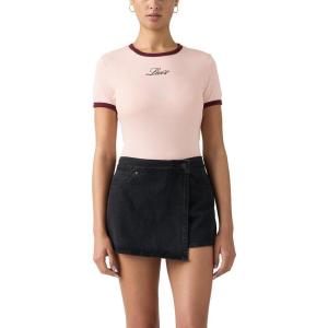 imageLevis Womens Perfect Graphic Tee ShirtNew Cursive Crystal PinkTawny Port