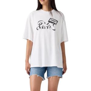imageLevis Womens Perfect Graphic Tee ShirtNew Levis Tape Bright White